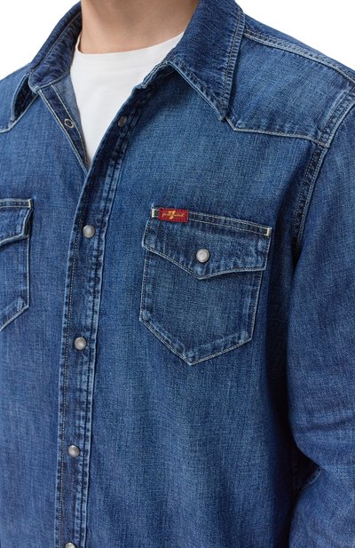 Джинсовая рубашка 7 FOR ALL MANKIND синего цвета по цене 29950 руб., арт. 7TCA0H08-3M7, фото 5 Джинсовая рубашка 7 FOR ALL MANKIND, арт. 7TCA0H08-3M7, фото 5