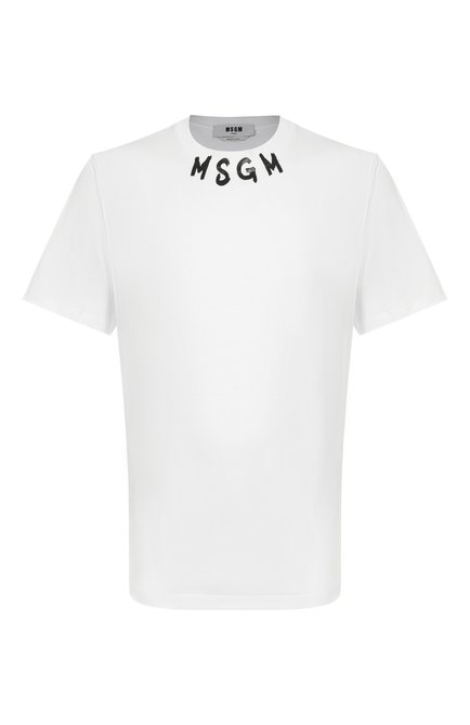 Мужская хлопковая футболка MSGM белого цвета, арт. 3840MM102/257002 | Фото 1 (Материал сплава: Проставлено; Материал внешний: Хлопок; Драгоценные камни: Проставлено; Рукава: Короткие; Длина (для топов): Стандартные)
