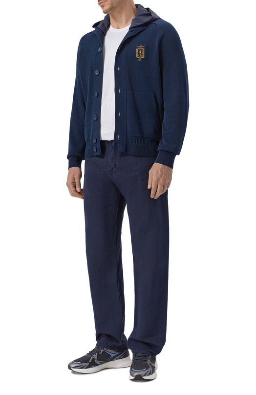 Хлопковый кардиган Aeronautica Militare AM1387UL00933 Синий  AM1387UL00933 Фото 2