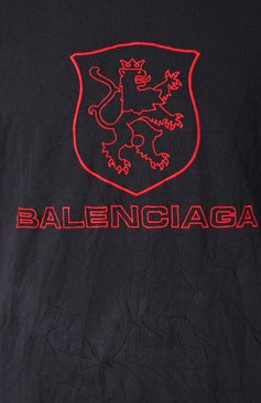 Мужская хлопковая футболка BALENCIAGA черного цвета, арт. 787349/TRVR9 | Фото 6 (Драгоценные камни: П�роставлено; Рукава: Короткие; Материал сплава: Проставлено; Длина (для топов): Удлиненные; Материал внешний: Хлопок; Стили: Спорт-шик; Принт: С принтом; Кросс-КТ: Джерси; Мужское Кросс-КТ: Футболка-одежда)