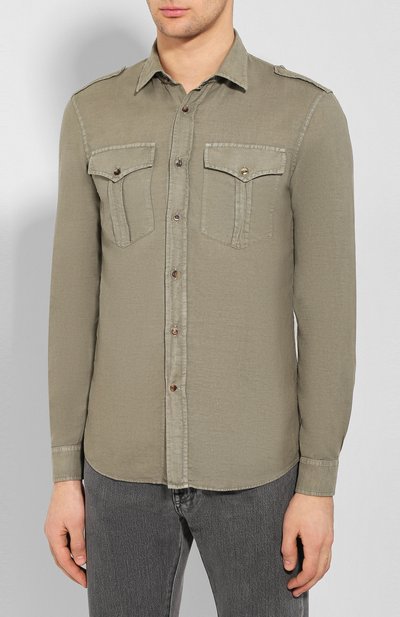 Рубашка изо льна и хлопка BRUNELLO CUCINELLI, арт. MD6983058, фото 3