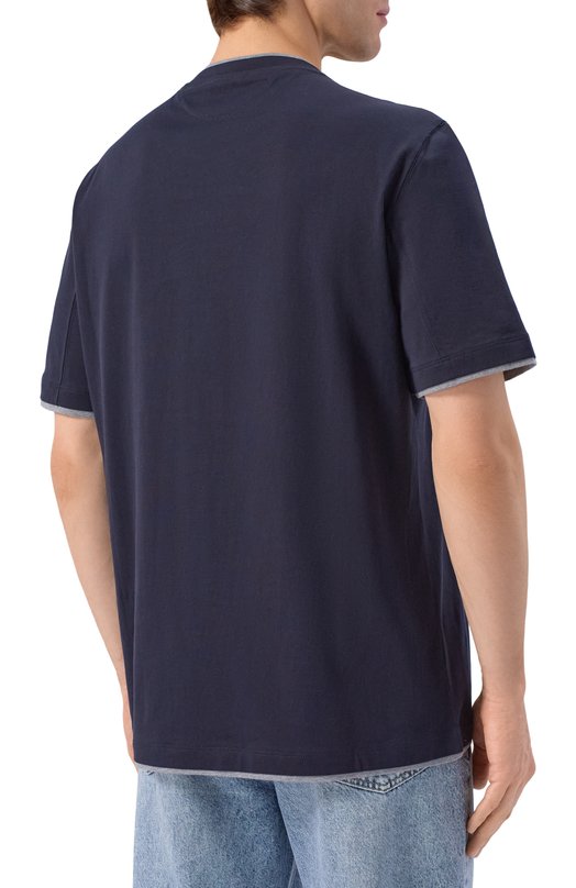 Хлопковая футболка Brunello Cucinelli M0B137427 Синий  M0B137427 Фото 4