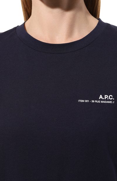 Хлопковая футболка A.P.C. темно-синего цвета по цене 9990 руб., арт. C0FBT-F26012, фото 5 Хлопковая футболка A.P.C., арт. C0FBT-F26012, фото 5