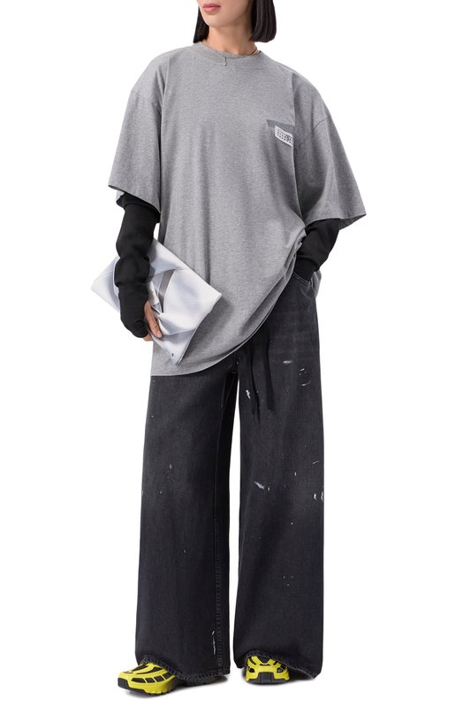 Хлопковая футболка MM6 S62GD0207/M20048 Серый  S62GD0207/M20048 Фото 2