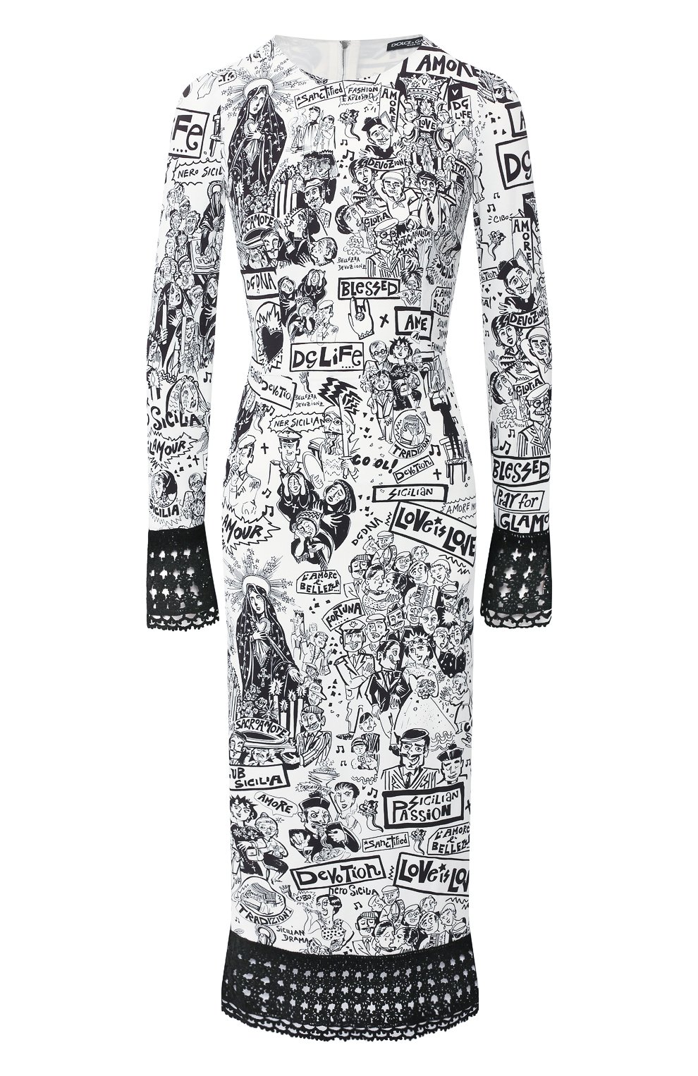 Платье с принтом DOLCE & GABBANA белого цвета по цене 385500 руб., арт. F6D6KT/FS8B6, фото 1 Платье с принтом DOLCE & GABBANA, арт. F6D6KT/FS8B6, фото 1