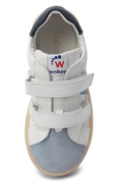 Детские кожаные кеды WALKEY белого цвета, арт. Y1B9-43506-0071Y778/25-29 | Фото 4 (Материал внутренний: Натуральная кожа, Текстиль; Материал внешний: Натуральная кожа; Нос: Не проставлено; Кросс-КТ: велькро; Мальчики Кросс-КТ: Обувь-низкие; Автоматизация состава: Проставлено)