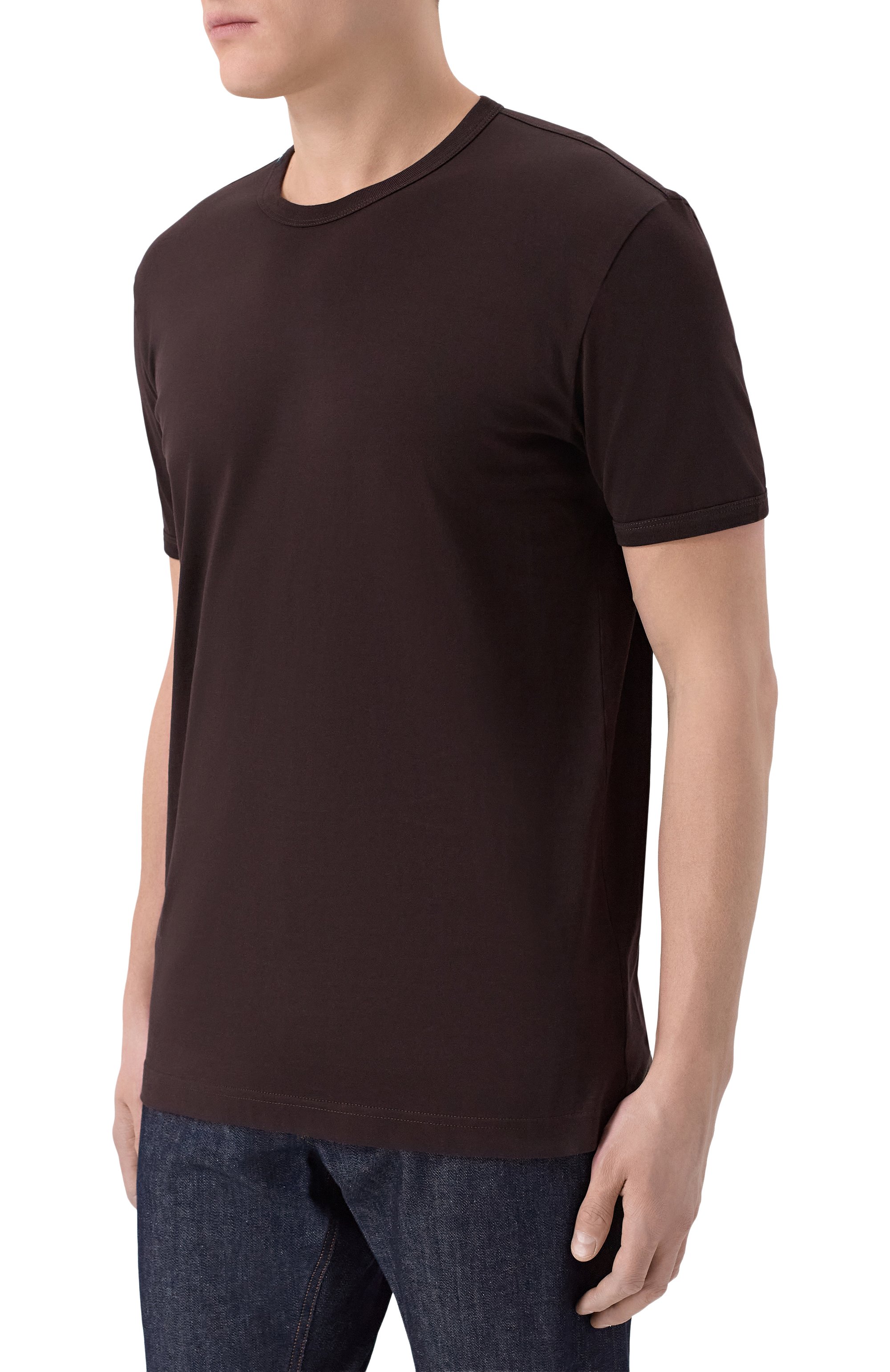 Хлопковая футболка DOLCE & GABBANA темно-коричневого цвета по цене 39050 руб., арт. G8JX7T/G7P1A, фото 3 Хлопковая футболка DOLCE & GABBANA, арт. G8JX7T/G7P1A, фото 3