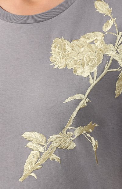 Хлопковая футболка DRIES VAN NOTEN серого цвета по цене 11650 руб., арт. 192-31138-8615, фото 5 Хлопковая футболка DRIES VAN NOTEN, арт. 192-31138-8615, фото 5