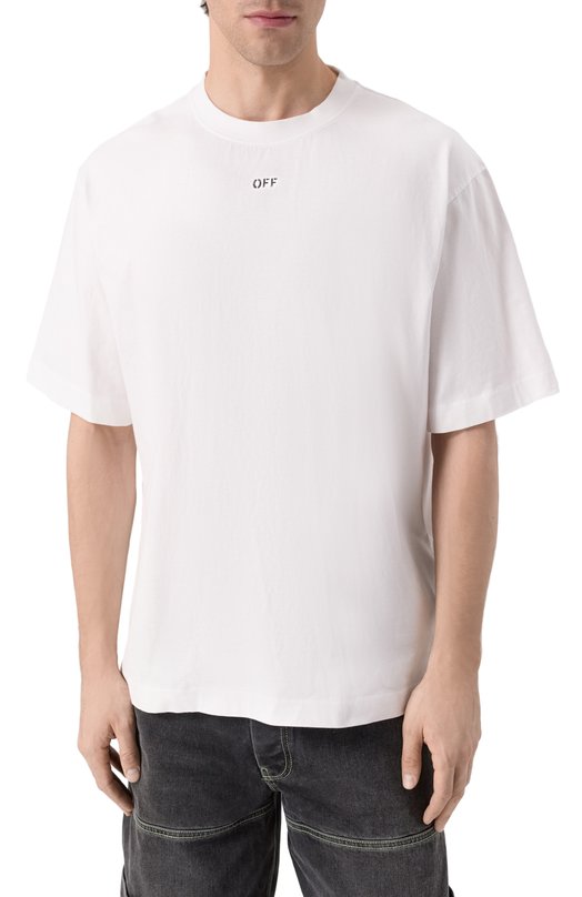 Хлопковая футболка Off-White 0MAA120S25JER00F Белый  0MAA120S25JER00F Фото 3