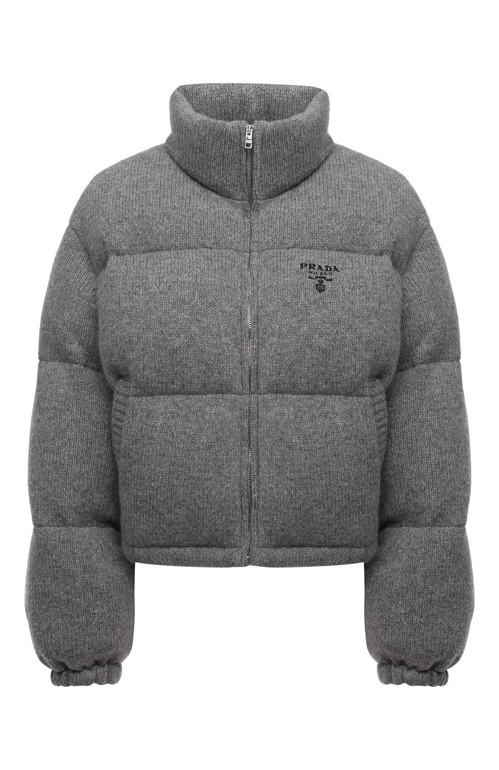 Пуховик из шерсти и кашемира PRADA серого цвета по цене 285000 руб., арт. P25I07-1Y02-F0031-211, фото 1 Пуховик из шерсти и кашемира PRADA, арт. P25I07-1Y02-F0031-211, фото 1