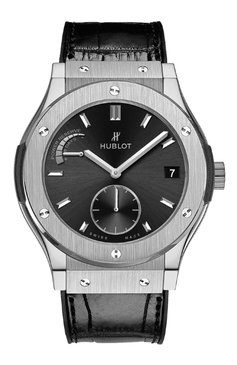 Мужские часы classic fusion power reserve HUBLOT бесцветного цвета, арт. 516.NX.1470.LR | Фото 1 (Механизм: Механика; Региональные ограничения белый список (Axapta Mercury): Не проставлено; Материал корпуса: Титан; Цвет циферблата: Чёрный; Нос: Не проставлено)