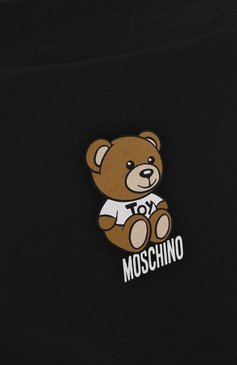 Детские хлопковые легинсы MOSCHINO черного цвета, арт. H3P047/LBA10/4 | Фото 3 (Материал внешний: Хлопок; Девочки Кросс-КТ: Леггинсы-одежда; Нос: Не проставлено; Ростовка одежда: 4 года | 104 см)