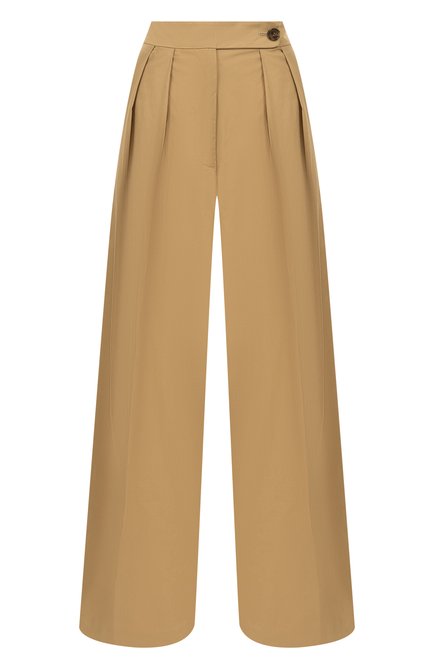 Женские хлопковые брюки DRIES VAN NOTEN бежевого цвета, арт. 251-010903-1147 | Фото 1 (Материал сплава: Проставлено; Драгоценные камни: Проставлено; Материал внешний: Хлопок; Длина (брюки, джинсы): Стандартные)