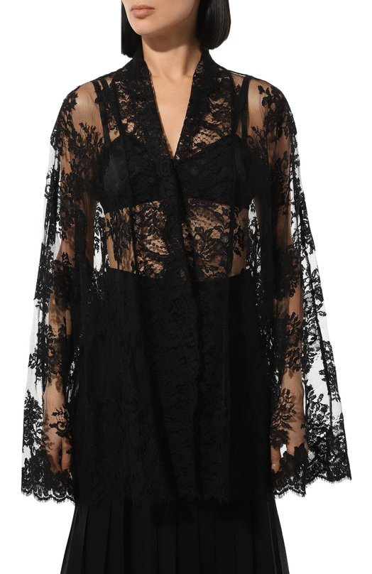 Хлопковая блузка Dolce & Gabbana F5P76T/HLMQM Чёрный  F5P76T/HLMQM Фото 3