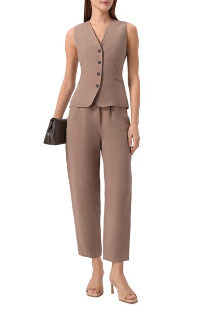 Брюки из вискозы и льна ANTONELLI FIRENZE темно-бежевого цвета по цене 58350 руб., арт. Q8713/935, фото 2 Брюки из вискозы и льна ANTONELLI FIRENZE, арт. Q8713/935, фото 2