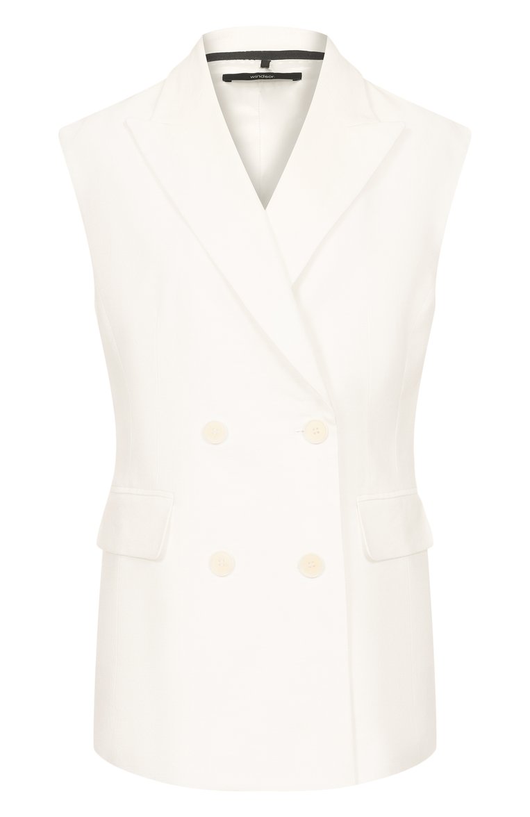 Женский жилет WINDSOR белого цвета, арт. 52 DW599 10017384/10017384 | Фото 1 (Материал внешний: Лен; Длина (верхняя одежда): Короткие; Автоматизация ТО: Проставлено; Автоматизация состава: Проставлено; Рукава: Без рукавов; Женское Кросс-КТ: Жилет-одежда; Материал подклада: Вискоза)