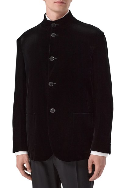 Бархатный пиджак GIORGIO ARMANI черного цвета по цене 297500 руб., арт. GM004677/TE10046, фото 3 Бархатный пиджак GIORGIO ARMANI, арт. GM004677/TE10046, фото 3