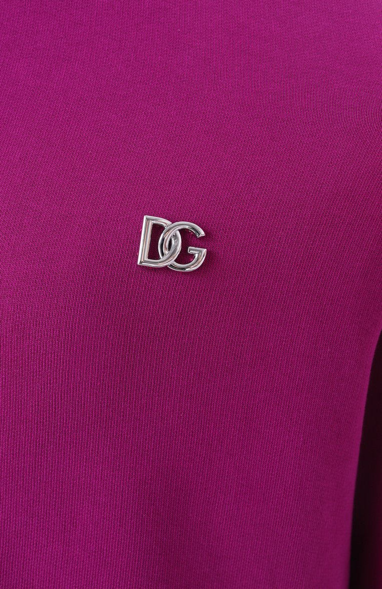 Женский хлопковая толстовка DOLCE & GABBANA сиреневого цвета, арт. F9R80T/GDCDR | Фото 6 (Материал сплава: Проставлено; Драгоценные камни: Проставлено; Длина (для топов): Стандартные; Рукава: Длинные; Женское Кросс-КТ: Кардиган-одежда; Стили: Спорт-шик; Материал внешний: Хлопок)