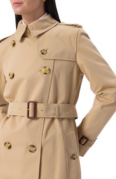 Женский хлопковый тренч BURBERRY бежевого цвета, арт. 8079411 | Фото 5 (Материал сплава: Проставлено; Длина (верхняя одежда): До середины бедра; Материал подклада: Хлопок; Драгоценные камни: Проставлено; Рукава: Длинные; Кросс-КТ: Куртка; Материал внешний: Хлопок; Стили: Классический)
