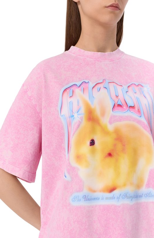 Хлопковая футболка MSGM 3941MDM106SE/257589 Розовый  3941MDM106SE/257589 Фото 5