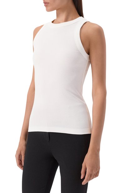 Майка из хлопка и шелка 12 STOREEZ белого цвета по цене 4800 руб., арт. 136695, фото 3 Майка из хлопка и шелка 12 STOREEZ, арт. 136695, фото 3