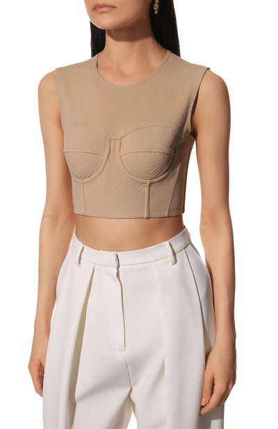 Топ из вискозы DOLCE & GABBANA бежевого цвета по цене 151500 руб., арт. F751WT/FUGKF, фото 3 Топ из вискозы DOLCE & GABBANA, арт. F751WT/FUGKF, фото 3