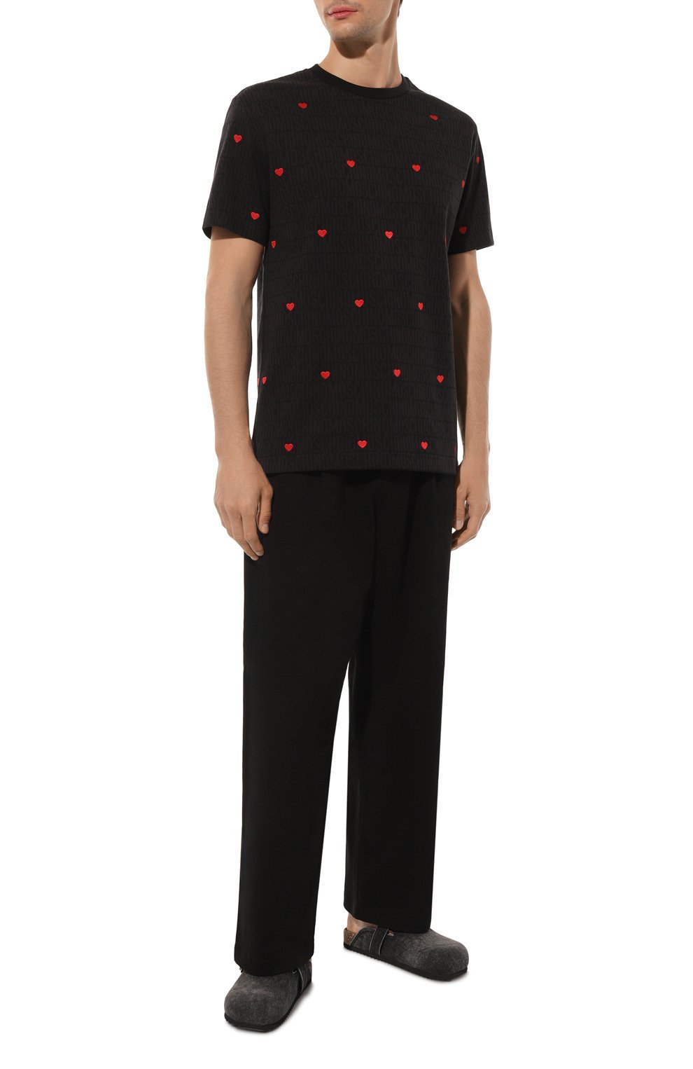 Хлопковая футболка MOSCHINO темно-серого цвета по цене 45000 руб., арт. A0706/7645, фото 2 Хлопковая футболка MOSCHINO, арт. A0706/7645, фото 2