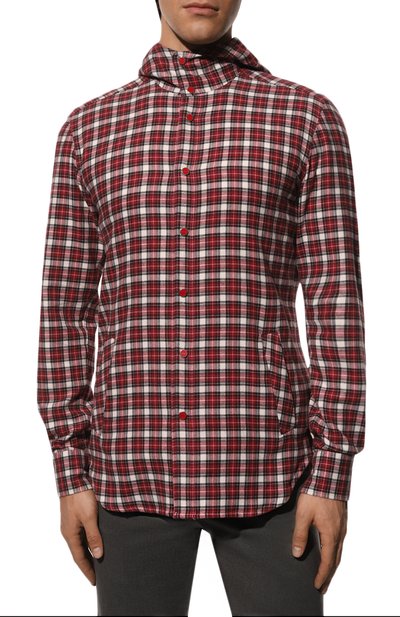 Хлопковая рубашка KITON красного цвета по цене 58700 руб., арт. UMCMARH0825904, фото 3 Хлопковая рубашка KITON, арт. UMCMARH0825904, фото 3