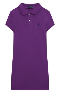 Детское хлопковое платье POLO RALPH LAUREN фиолетового цвета, арт. 313812021 | Фото 1 (Рукава: Короткие; Материал внешний: Хлопок; Девочки Кросс-КТ: Платье-одежда; Случай: Повседневный; Материал сплава: Проставлено; Драгоценные камни: Проставлено; Ростовка одежда: 8 лет | 128 см, 13 - 15 лет | 158 см)