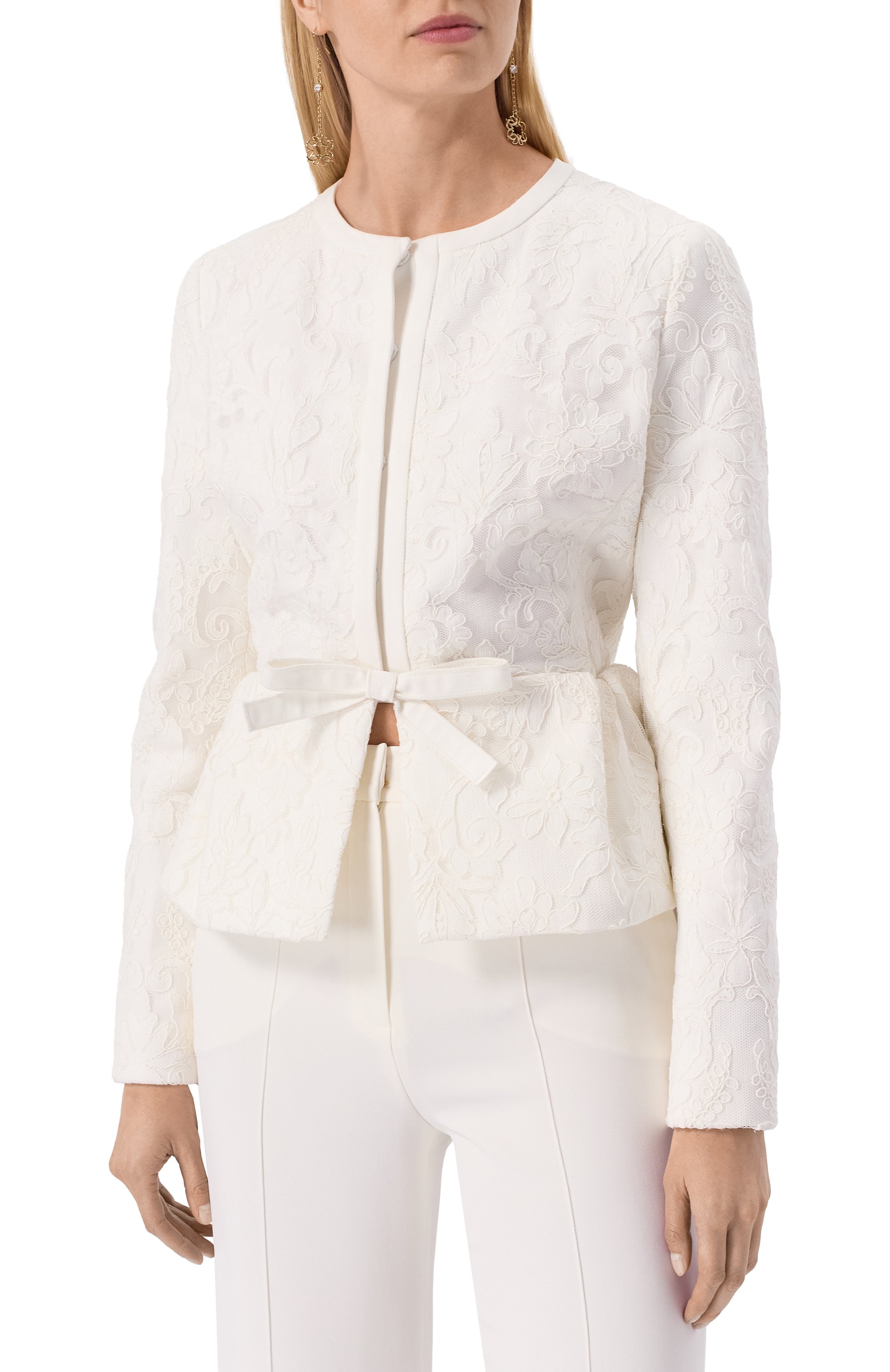 Жакет GIAMBATTISTA VALLI белого цвета по цене 399500 руб., арт. 25SSPVCA6022-02STA, фото 3 Жакет GIAMBATTISTA VALLI, арт. 25SSPVCA6022-02STA, фото 3