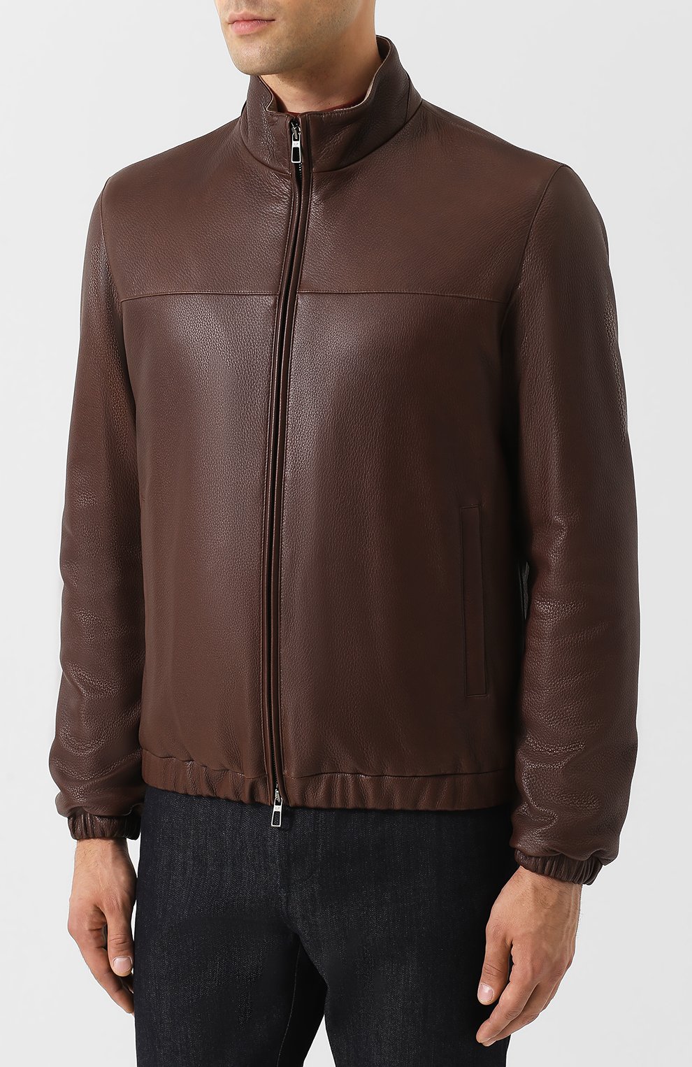 Кожаный бомбер с воротником стойкой LORO PIANA, арт. FAI2408, фото 3