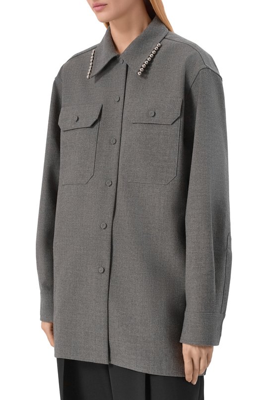 Шерстяная рубашка Jil Sander J03DL0210/J41557 Серый  J03DL0210/J41557 Фото 3