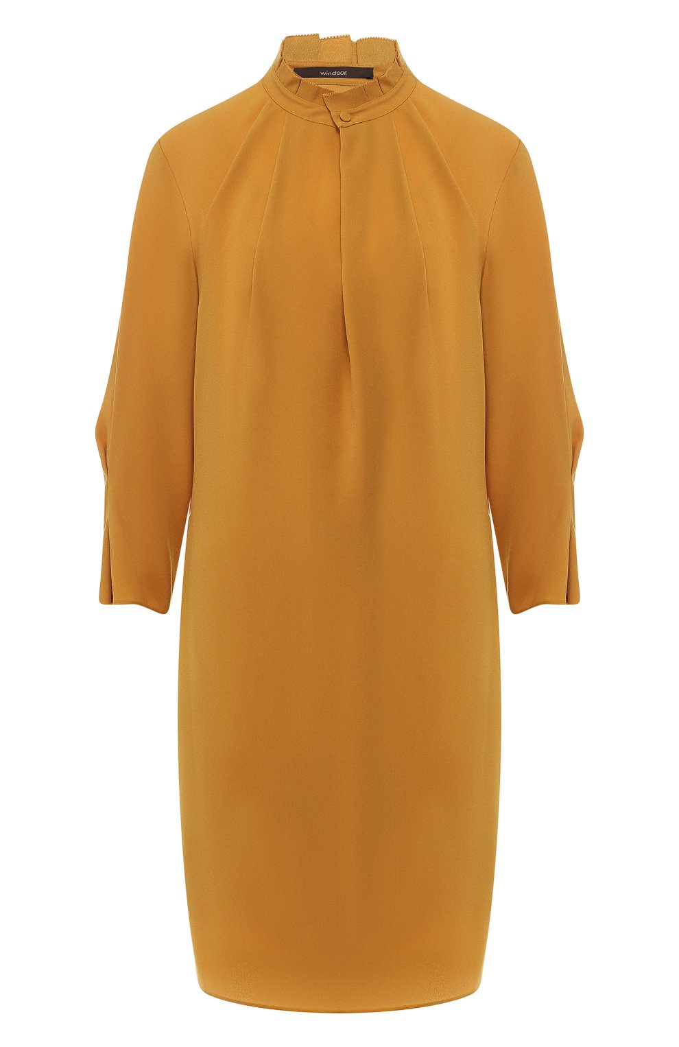 Платье с воротником-стойкой WINDSOR золотого цвета по цене 33450 руб., арт. 52 DE102H 10004367, фото 1 Платье с воротником-стойкой WINDSOR, арт. 52 DE102H 10004367, фото 1