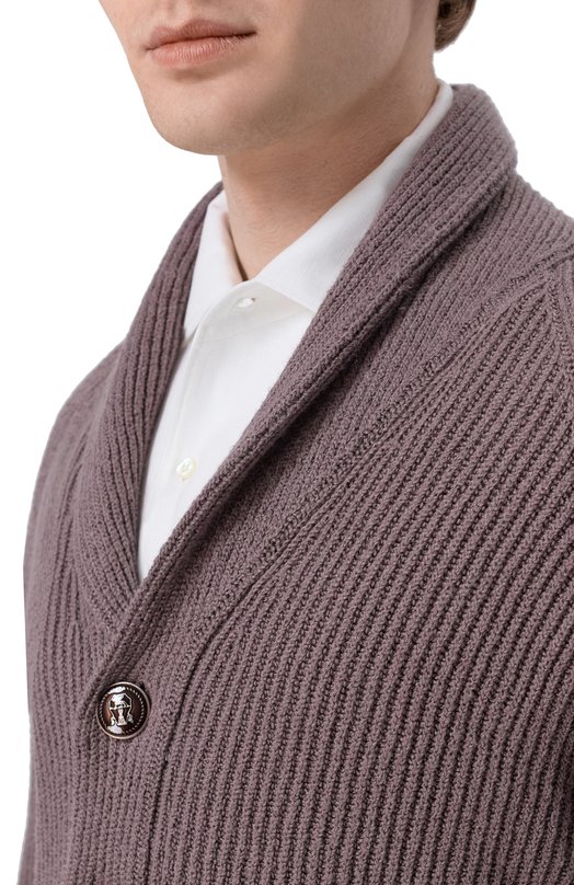 Хлопковый кардиган Brunello Cucinelli MNI708606 Коричневый  MNI708606 Фото 5