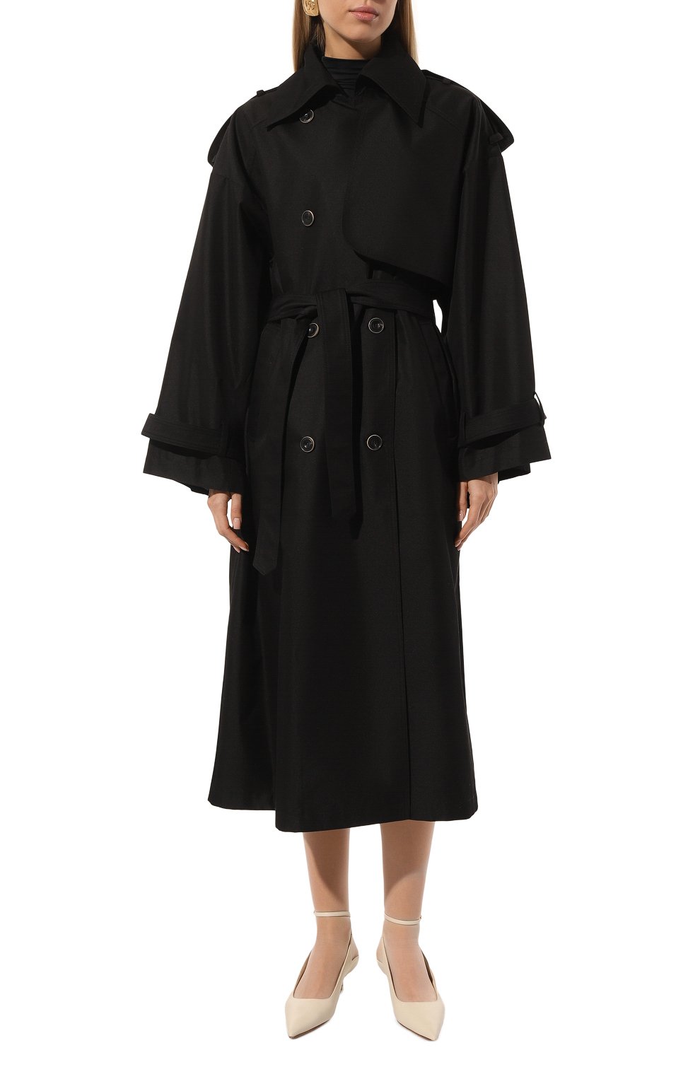 Тренч LESYANEBO черного цвета по цене 74000 руб., арт. LN01H-465_LT, фото 3 Тренч LESYANEBO, арт. LN01H-465_LT, фото 3