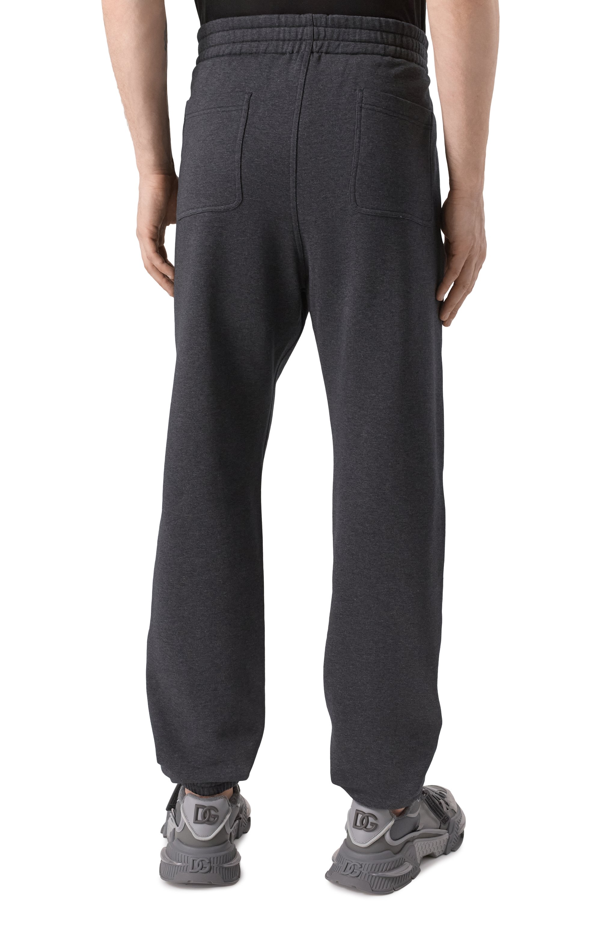 Хлопковые джоггеры DOLCE & GABBANA темно-серого цвета по цене 87550 руб., арт. GP0M3T/G703W, фото 4 Хлопковые джоггеры DOLCE & GABBANA, арт. GP0M3T/G703W, фото 4
