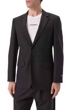Мужской шерстяной пиджак BURBERRY черного цвета, арт. 8101072 | Фото 3 (Драгоценные камни: Проставлено; Рукава: Длинные; Материал внешний: Шерсть; Длина (для топов): Стандартные; Материал сплава: Проставлено; Стили: Классический; Пиджаки М: Приталенный; Случай: Формальный; 1-2-бортные: Однобортные)