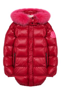 Детская пуховик с меховой отделкой parana MONCLER ENFANT бордового цвета, арт. E2-954-46322-25-C0067/12-14A | Фото 1 (Кросс-КТ: Зима; Девочки Кросс-КТ: Пуховик-верхняя одежда; Рукава: Длинные; Материал внешний: Синтетический материал; Материал сплава: Проставлено, Проверено; Материал подклада: Синтетический материал; Статус проверки: Проверено, Проверена категория; Драгоценные камни: Проставлено; Материал утеплителя: Пух и перо)