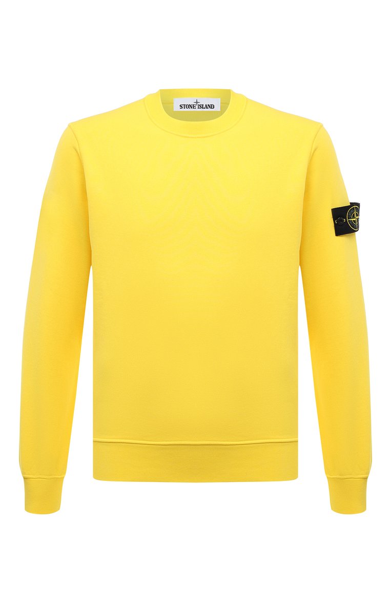 Мужской хлопковый свитшот STONE ISLAND желтого цвета, арт. 101563051 | Фото 1 (Рукава: Длинные; Длина (для топов): Стандартные; Материал внешний: Хлопок; Мужское Кросс-КТ: свитшот-одежда; Стили: Кэжуэл; Принт: Без принта)