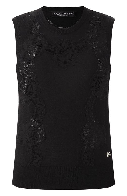 Топ из шерсти и шелка Dolce & Gabbana FXJ26T/JEM07 Чёрный FXJ26T/JEM07