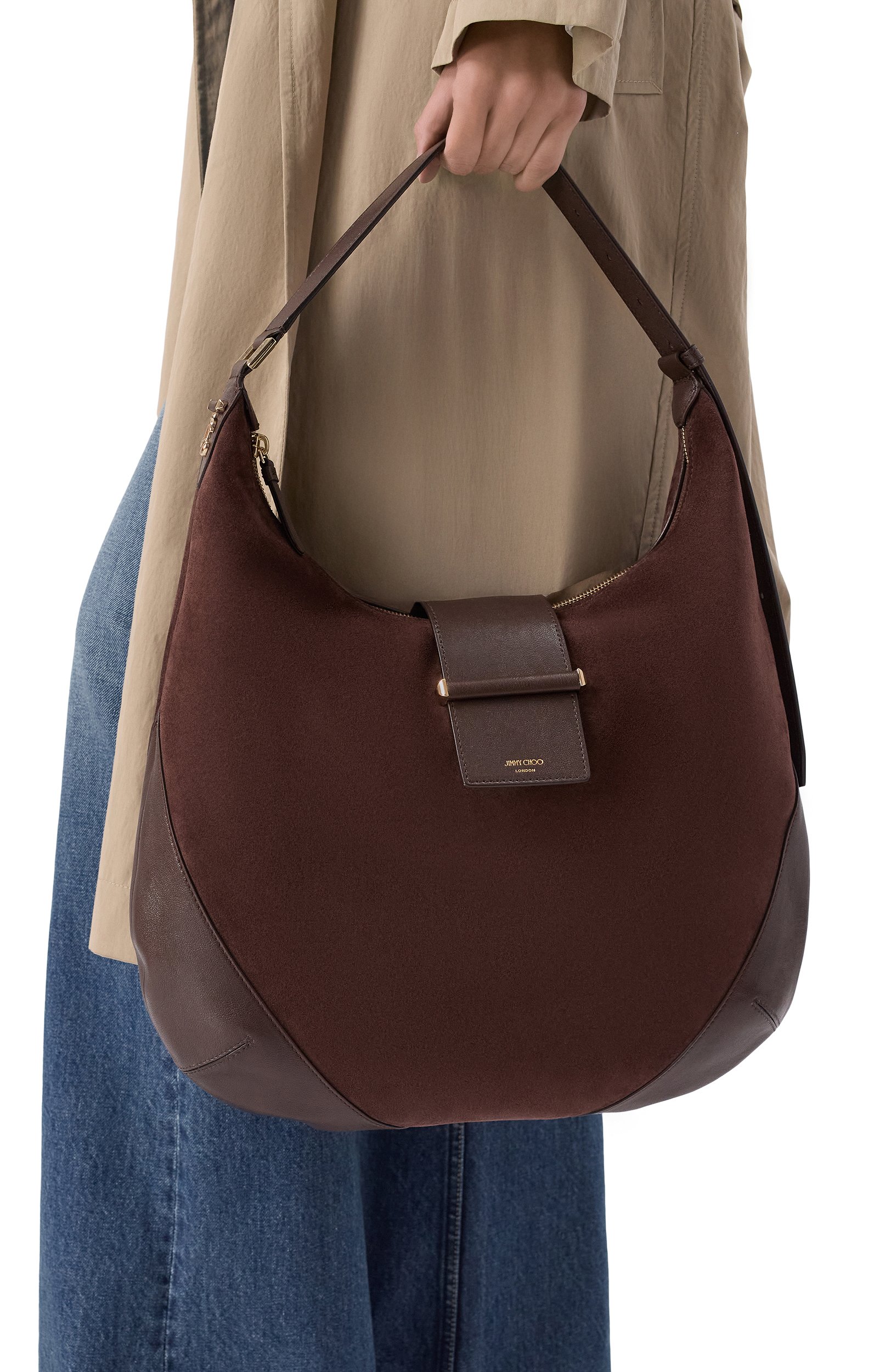Сумка bar medium JIMMY CHOO темно-коричневого цвета по цене 177500 руб., арт. BARH0B0MEQW, фото 2 Сумка bar medium JIMMY CHOO, арт. BARH0B0MEQW, фото 2