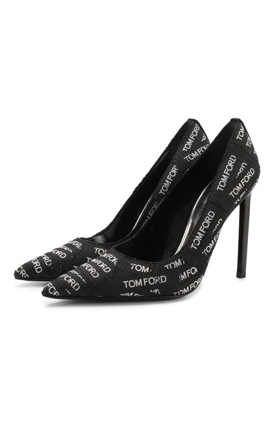 Текстильные туфли logomania на шпильке TOM FORD, арт. W2280S-LBE, фото 1