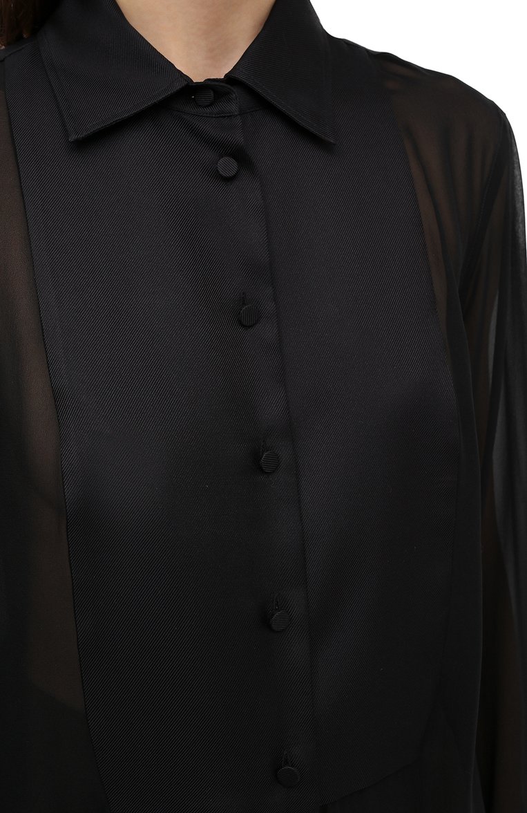 Женская шелковая блузка TOM FORD черного цвета, арт. CA3165-FAX058 | Фото 5 (Длина (для топов): Стандартные; Материал внешний: Шелк; Принт: Без принта; Рукава: Длинные; Стили: Классический; Женское Кросс-КТ: Блуза-одежда; Региональные �ограничения белый список (Axapta Mercury): RU)