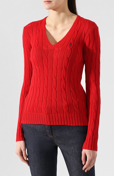 Хлопковый пуловер POLO RALPH LAUREN красного цвета по цене 19650 руб., арт. 211580008/0S191C09, фото 3 Хлопковый пуловер POLO RALPH LAUREN, арт. 211580008/0S191C09, фото 3