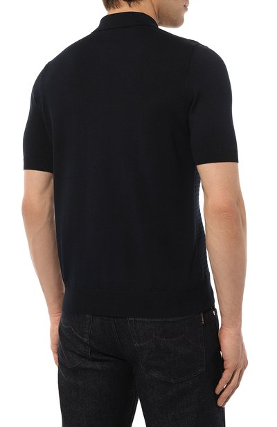 Поло из хлопка и шелка ZILLI темно-синего цвета по цене 121000 руб., арт. MBZ-PB238-ALL01/MC01, фото 4 Поло из хлопка и шелка ZILLI, арт. MBZ-PB238-ALL01/MC01, фото 4