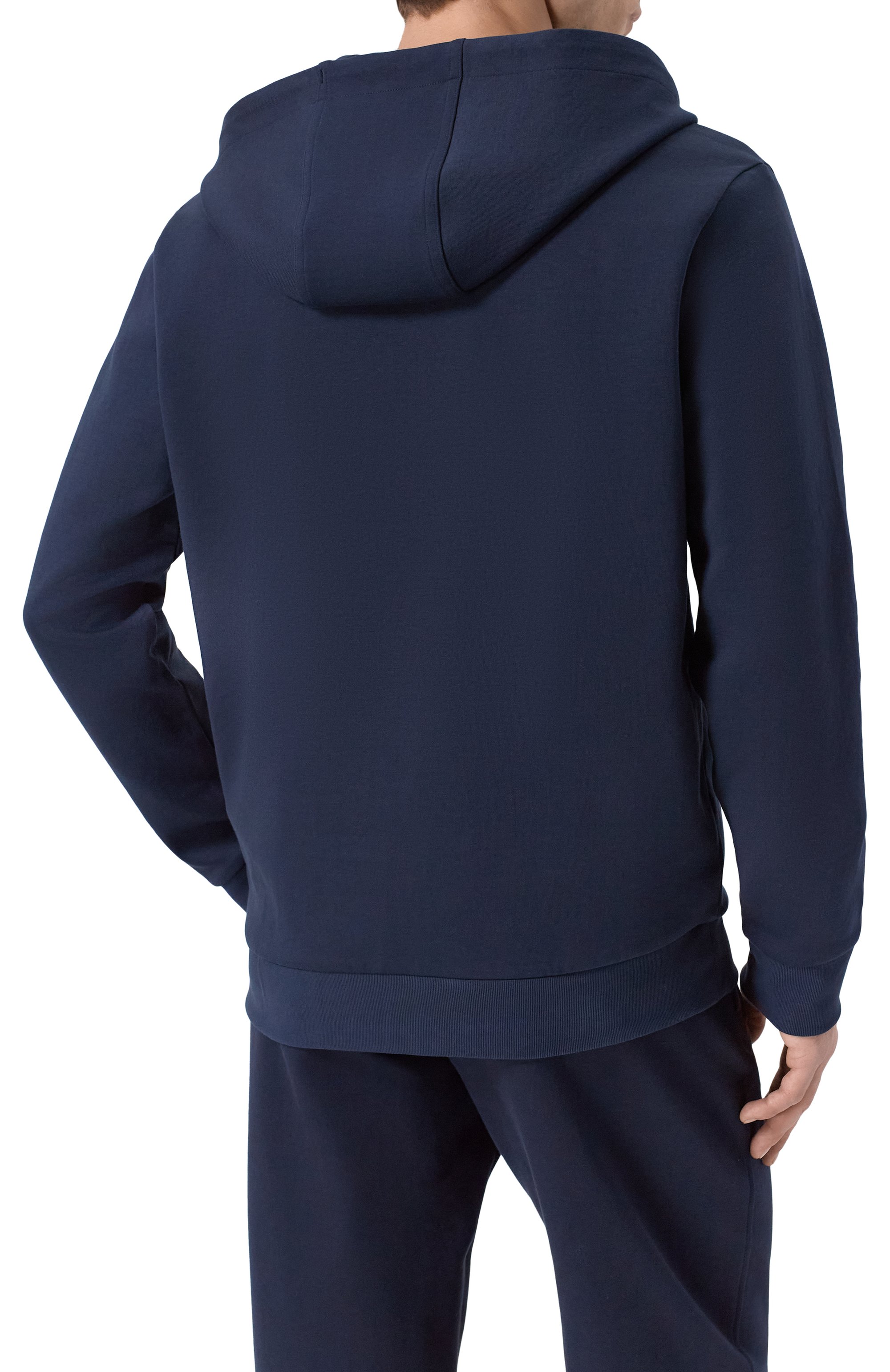 Хлопковая толстовка BOSS темно-синего цвета по цене 34950 руб., арт. 50555851, фото 4 Хлопковая толстовка BOSS, арт. 50555851, фото 4