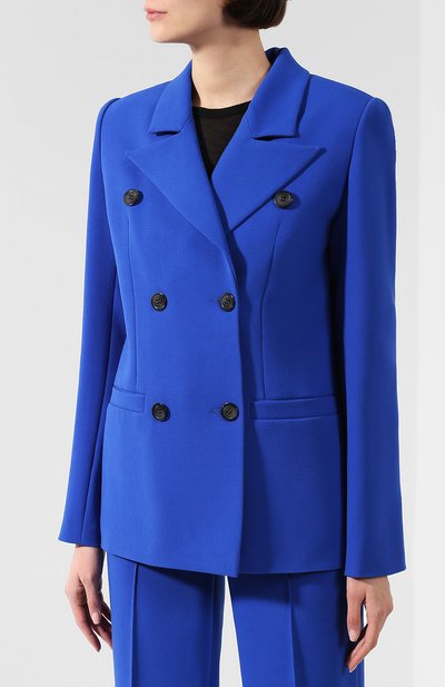 Двубортный жакет LESYANEBO синего цвета по цене 33800 руб., арт. FW19/Н-108, фото 3 Двубортный жакет LESYANEBO, арт. FW19/Н-108, фото 3