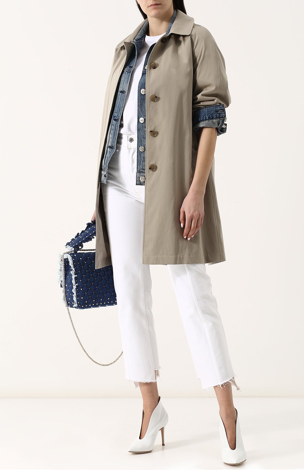 Однотонное хлопковое пальто прямого кроя BURBERRY, арт. 4073793, фото 2