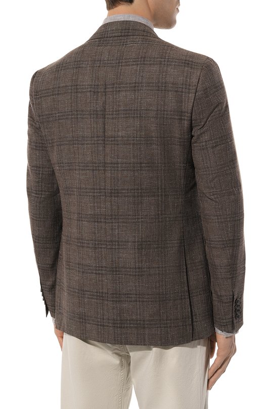 Пиджак из шерсти и хлопка Canali 13275/FC05154 Коричневый  13275/FC05154 Фото 4