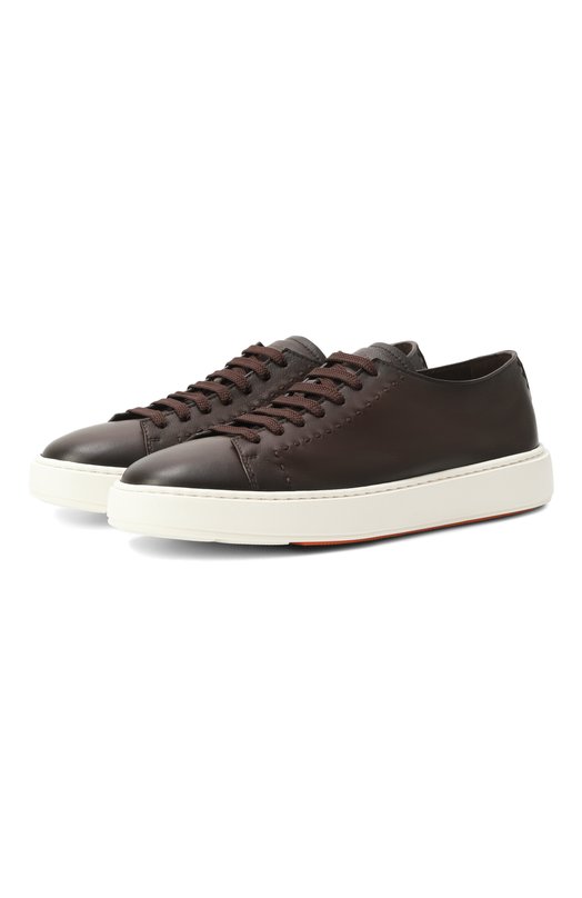 Кожаные кеды Cleanic Santoni MBCG22065BARTAFB Коричневый MBCG22065BARTAFB
